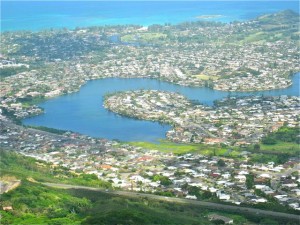 View of Enchanted Lake village in Kailua