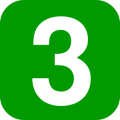 white number three in a rounded green square